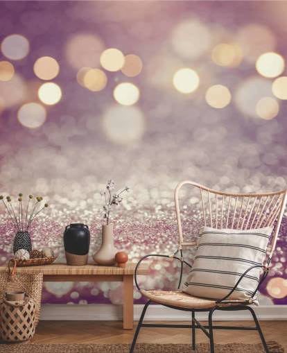 Paarse regen glitter muurschildering