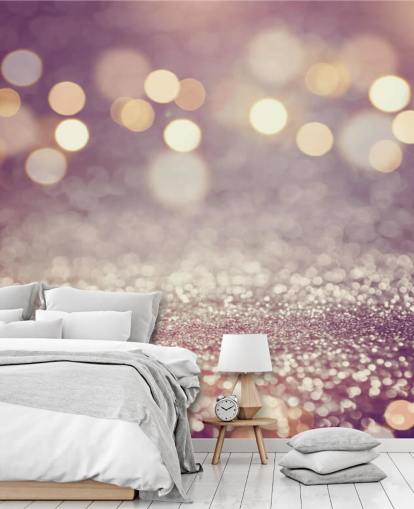 Paarse regen glitter muurschildering