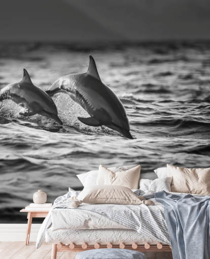 Svartvitt Dolphin Bakgrund Svartvitt Dolphin Bakgrund