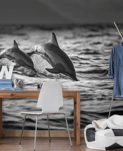 Sort og hvid Dolphin Wallpaper