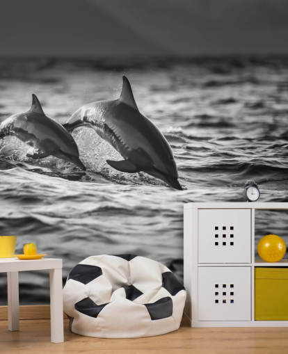 Schwarz-Weiß-Delfin-Tapete