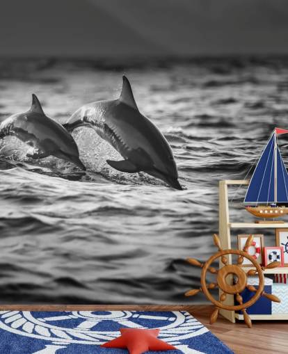 Schwarz-Weiß-Delfin-Tapete