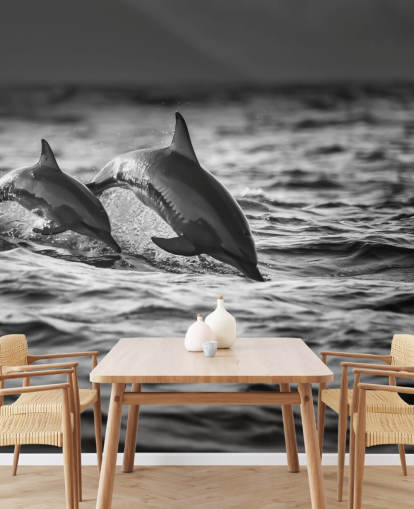 Schwarz-Weiß-Delfin-Tapete