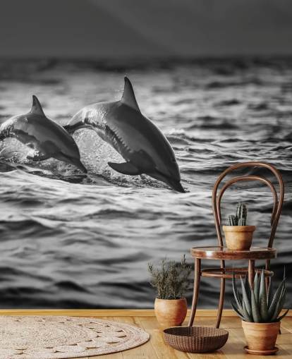 Carta da parati con delfini in bianco Carta da parati con delfini in bianco