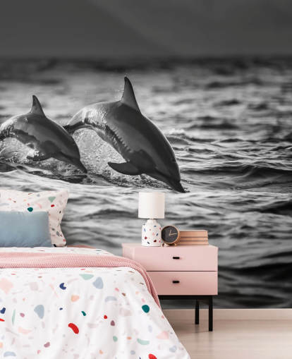 Schwarz-Weiß-Delfin-Tapete Schwarz-Weiß-Delfin-Tapete