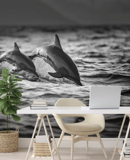 Black and White Dolphin Wallpaper