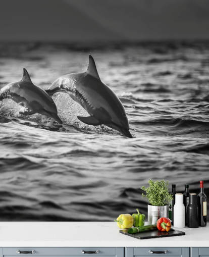 Sort og hvid Dolphin Wallpaper Sort og hvid Dolphin Wallpaper
