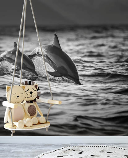 Schwarz-Weiß-Delfin-Tapete Schwarz-Weiß-Delfin-Tapete