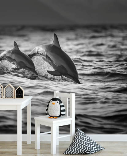 Papier Peint Dauphin Noir et Blanc Papier Peint Dauphin Noir et Blanc