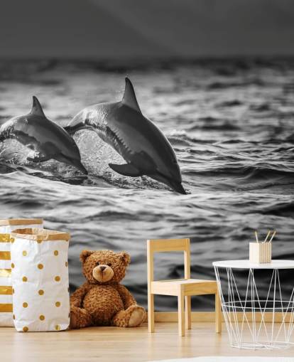 Sort og hvid Dolphin Wallpaper Sort og hvid Dolphin Wallpaper
