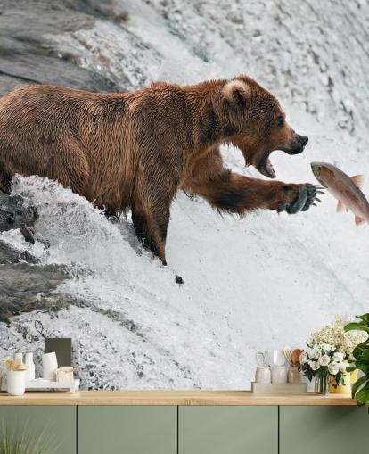 fondo de pantalla bear catching fish