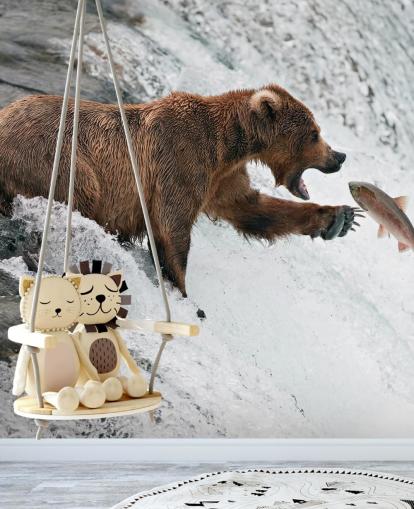 bear catching fish wallpaper