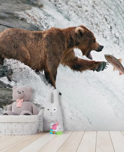 bear catching fish wallpaper