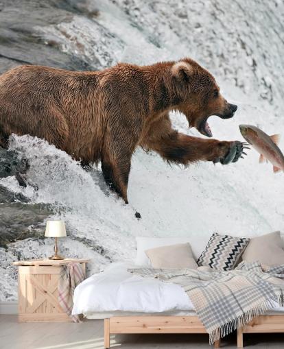 bear catching fish wallpaper