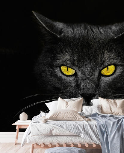 black cat face with yellow eyes wallpaper
