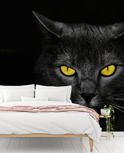 svart katt ansikt med gule øyne tapet