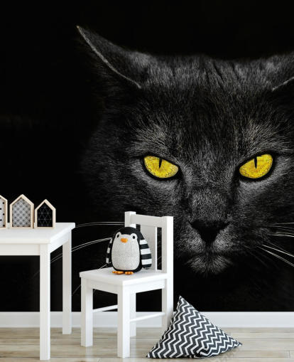 svart katt ansikt med gule øyne tapet