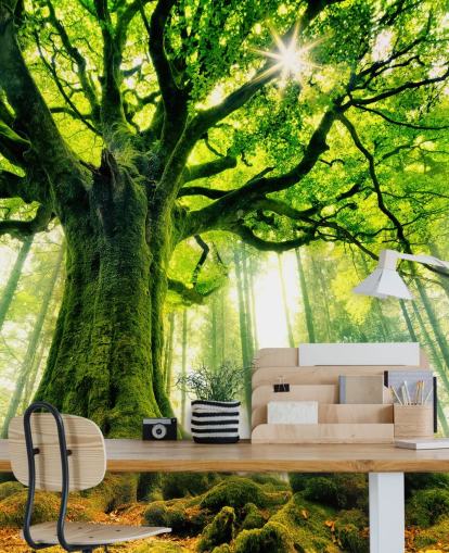 grön anpassningsbar trädtapet väggmålning kallad Mother Tree för sovrum och kök grön anpassningsbar trädtapet väggmålning kallad Mother Tree för sovrum och kök