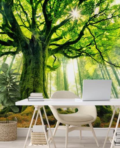 mural verde personalizable de papel pintado de árbol llamado Mother Tree para dormitorios y cocinas mural verde personalizable de papel pintado de árbol llamado Mother Tree para dormitorios y cocinas