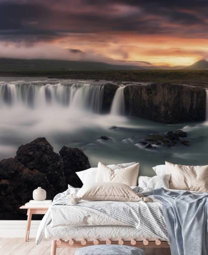 Wasserfall und Sonnenuntergang Wallpaper Wasserfall und Sonnenuntergang Wallpaper