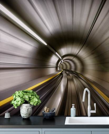 Decorazione murale con tunnel a tubo sfocato Decorazione murale con tunnel a tubo sfocato