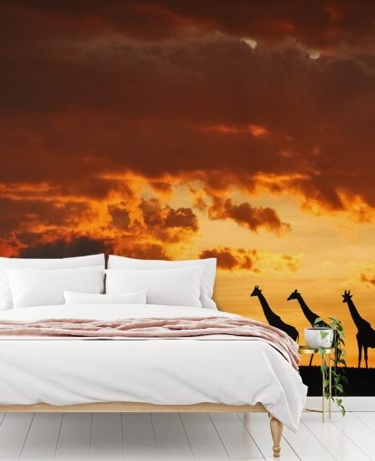 Giraffe Sunset Behang Giraffe Sunset Behang