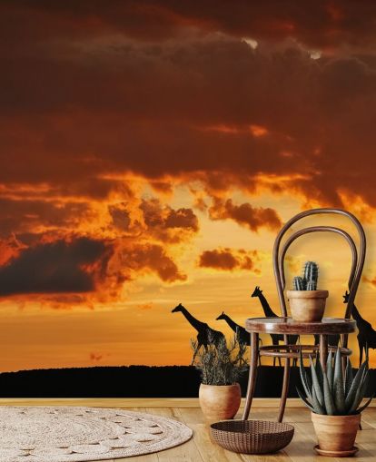 Papier Peint Giraffe Sunset