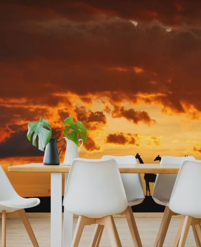 Papel de Parede Giraffe Sunset Papel de Parede Giraffe Sunset