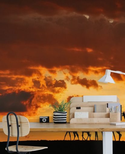 Carta da parati Giraffe Sunset