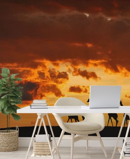 Carta da parati Giraffe Sunset