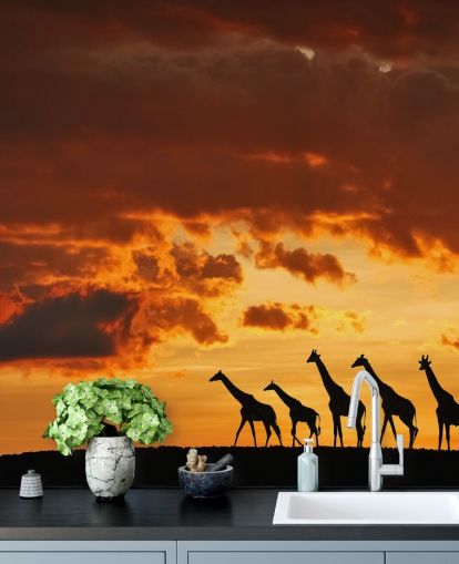 Papel de Parede Giraffe Sunset