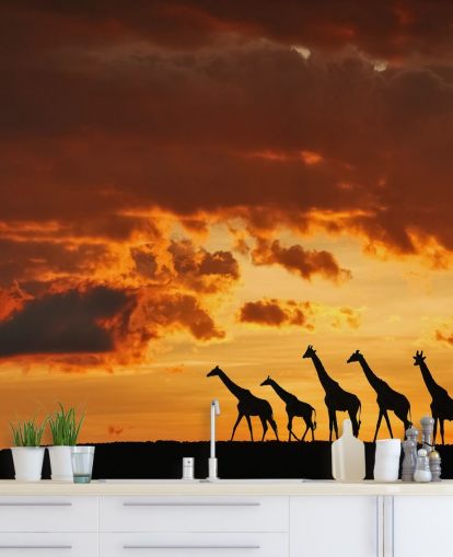 Papel de Parede Giraffe Sunset