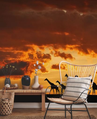 Papier Peint Giraffe Sunset