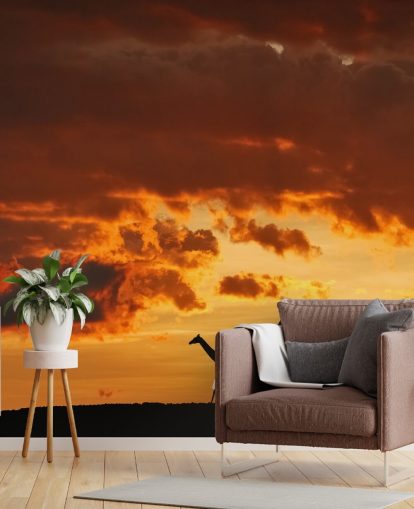 Fondo de pantalla de atardecer jirafa