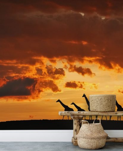 Giraffe Sunset Behang