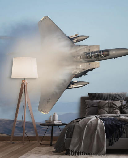 Fighter fly i Cloud Bakgrunn