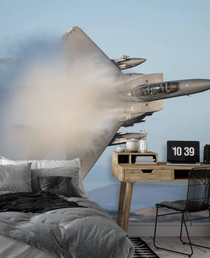 Fighter fly i Cloud Bakgrunn