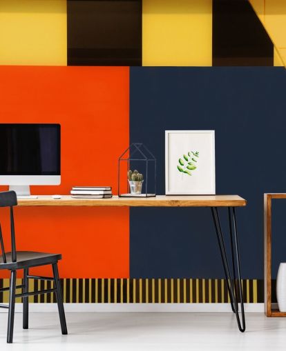 Carta da parati geometrica colorata retrò autunno