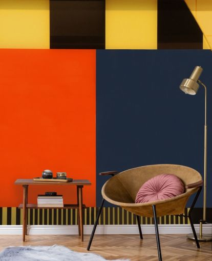 Papel pintado geométrico de colores retro otoño