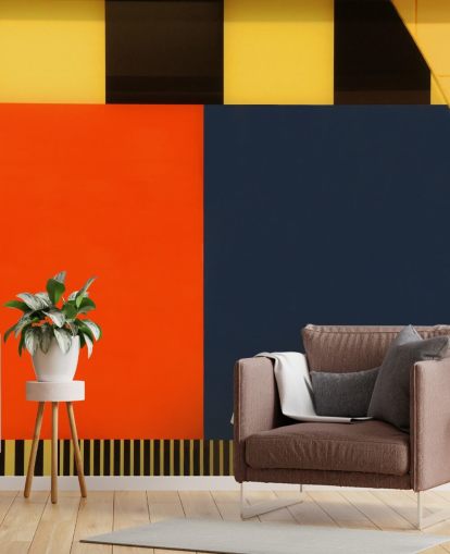 Papel pintado geométrico de colores retro otoño