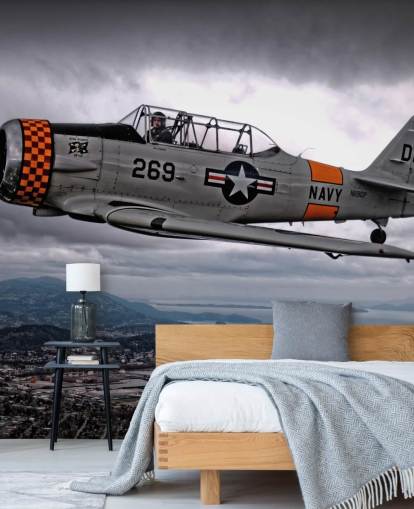 Flying Hellcat Plane Above the Coast Wallpaper