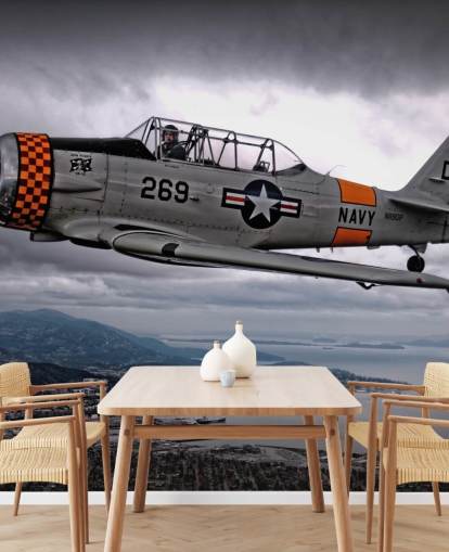 Flying Hellcat Plane Above the Coast Wallpaper