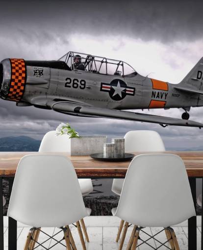 Flying Hellcat Plane Above the Coast Wallpaper