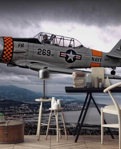 Sfondo Flying Hellcat Aereo Sopra la Costa