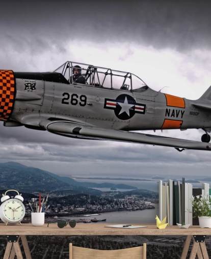 Sfondo Flying Hellcat Aereo Sopra la Costa