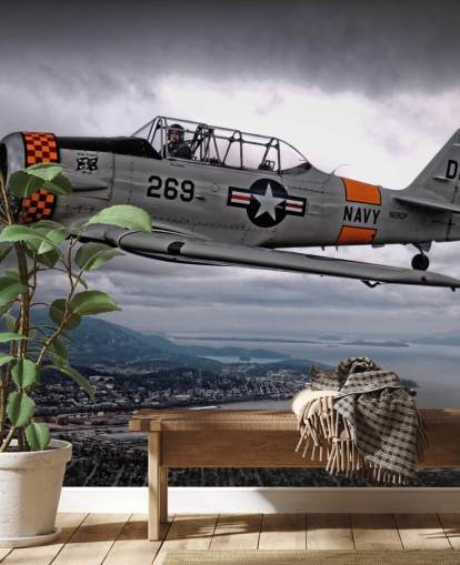 Sfondo Flying Hellcat Aereo Sopra la Costa