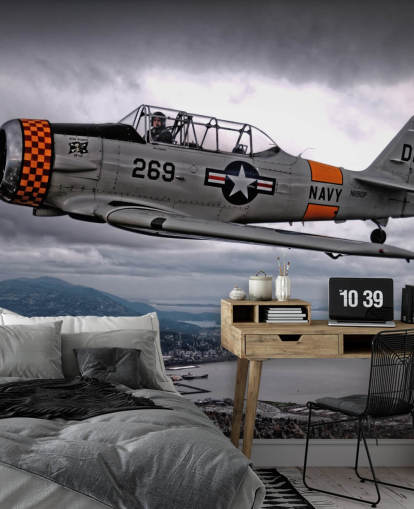 Papel de Parede Voando Hellcat Avião Acima da Costa