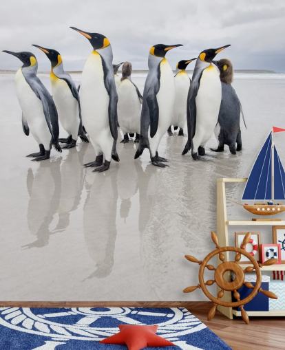 Pinguin-Gruppe auf Eis-Tapete