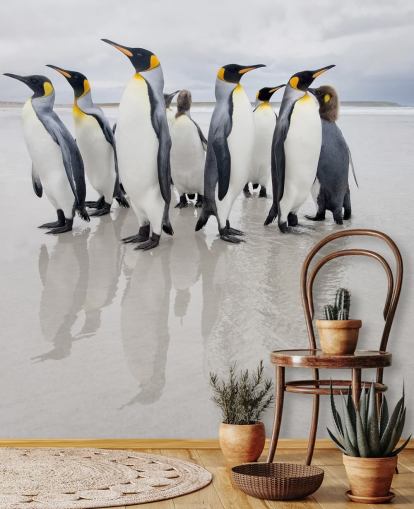 Fondo de pantalla de pingüinos sobre hielo