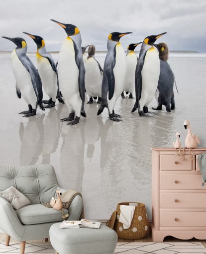 Pinguin-Gruppe auf Eis-Tapete